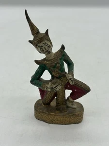Asian / Tibitan Bronze Painted Dancing Figure Deity Buddhist - Picture 1 of 8