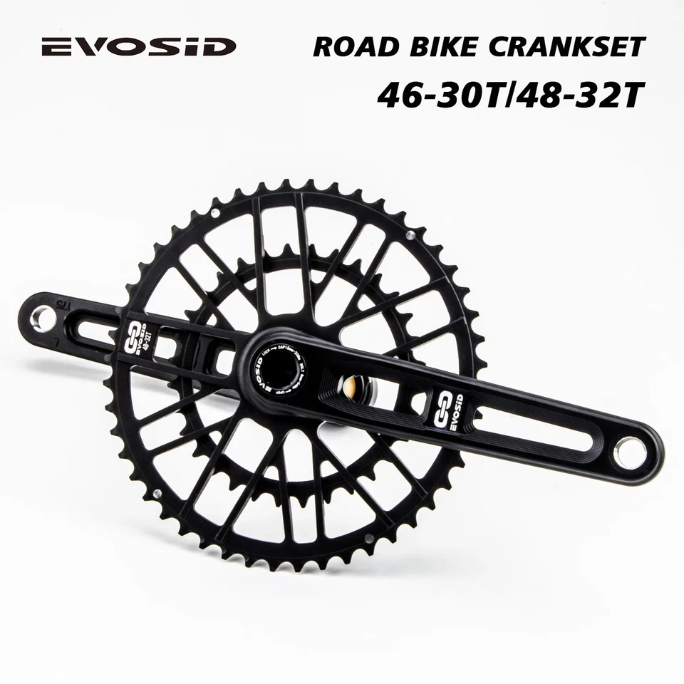 Manivela de bicicleta de carretera 46-30T 48-32T plato de 3 clavos con juego de bielas de bicicleta plegable BB Foto 1 de 4