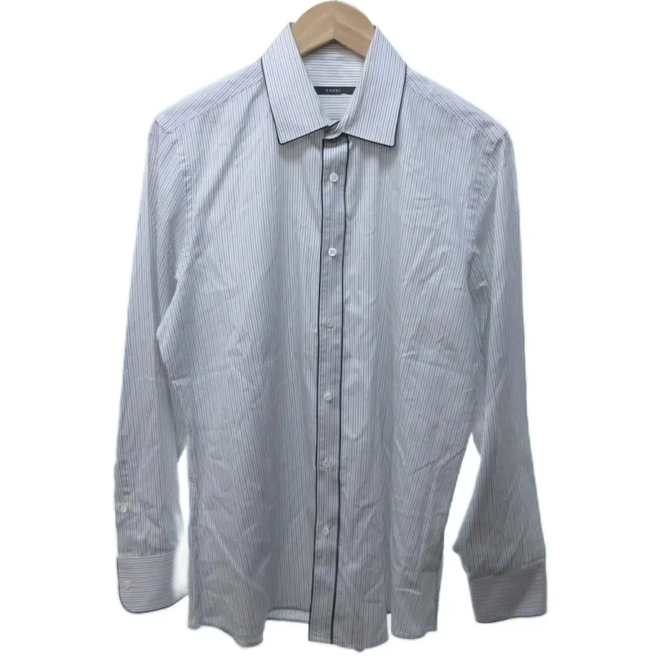 Gucci Tom Ford-Era Long Sleeve Striped Dress Shirt Multicolor Size L IBO81 Italy - Image 1 of 4