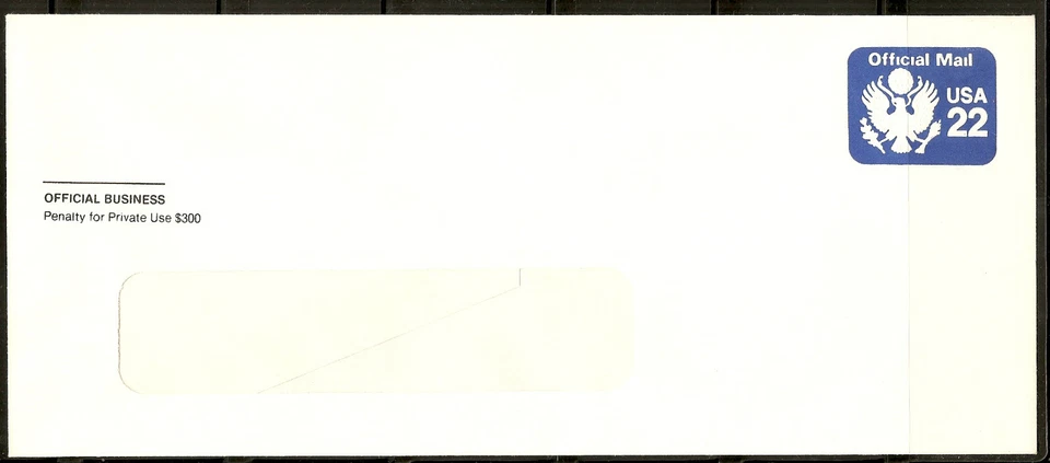 US SC # UO74 Official Mail. Postally unused.Window Envelope. Not an FDC. - Image 1 of 1