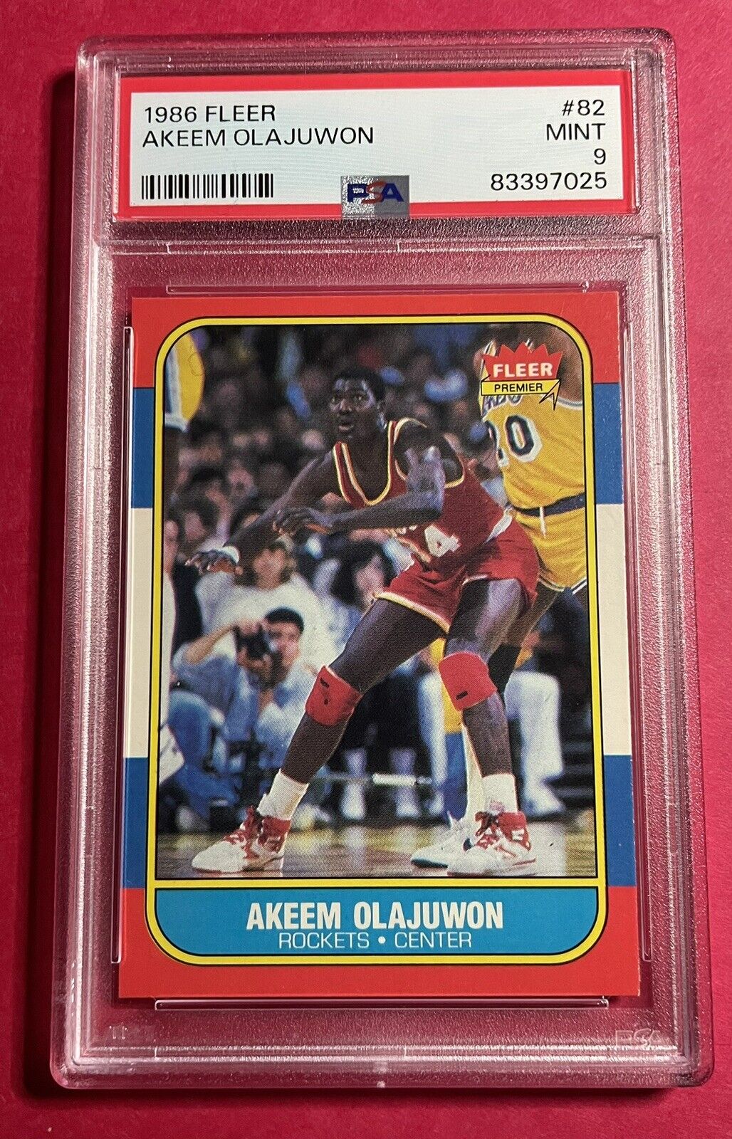 1986 '86 Fleer Akeem Olajuwon #82 Rookie Card PSA 9 MINT Newly Graded