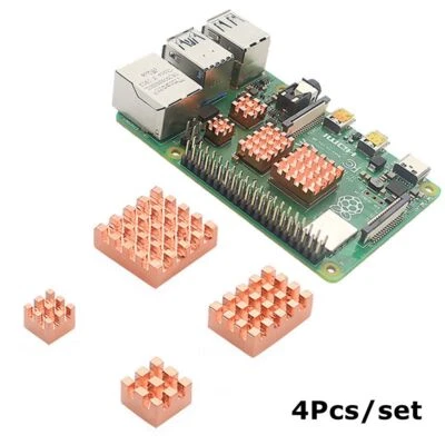 4Pcs fit for Raspberry Pi 4B 4 Passive Cooling Pad Radiator Copper Heatsink