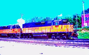ORIGINAL KODACHROME SLIDE MILWAUKEE ROAD GP-40 #2025 23. JULI 1986 - Bild 1 von 1