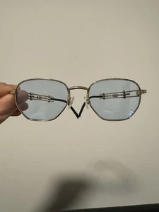 Vintage Jean Paul Gaultier JPG 55-4174 Sunglasses Gold Color Blue Lenses - Picture 1 of 14