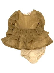 Infant Girls Ruffled Gold Shimmer Christmas Holiday Baby Dress - Picture 1 of 2