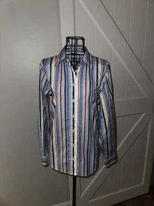 Orvis Shirt Top Blouse Women's Size 8 Colorful Stripe Long Sleeve - Picture 1 of 4