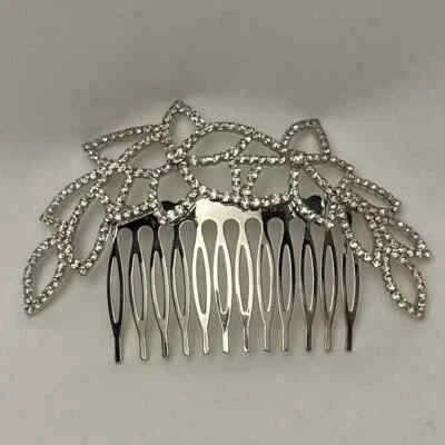 Hair Comb Silver Tone Crystal Rhinestone Style Wedding Bride Bridal Christmas - Image 1 of 4