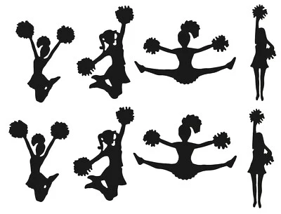 8 CHEERLEADERS ANIMANDO "¡EQUIPO GOOOO!" SILUETA TROQUELADA/CORTES Foto 1 de 4
