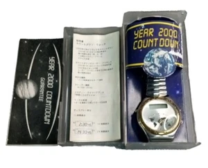 Vintage '2000⌚ COUNT-DOWN Acciaio Inox Tono Ottone Faccia Incisa 3 Quadranti Y2K - Foto 1 di 20