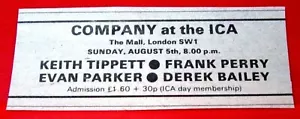 Company/Keith Tippett/Derek Bailey Vintage ORIG 1979 Press/Mag ADVERT 3"x 1,5" - Bild 1 von 3