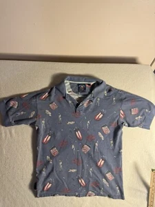 Camisa polo de algodón azul manga corta con estampado de golf salado Dog Gant para hombre talla M vintage - Imagen 1 de 12