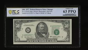 DBR 1977 $50 FRN Chicago STAR Fr. 2119-G* PCGS-B 63 PPQ Serial G13332517* - Picture 1 of 2