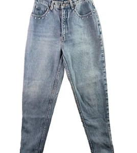 80s Vintage LA Gear Denim Jeans Women's 27 Light Wash Rhinestone Accent - Picture 1 of 21