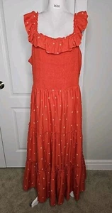 Old Navy Maxi Dress XL Smocked Daisy Embroidered Long Tiered Cottagecore Boho - Picture 1 of 13