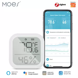 MOES ZigBee Smart Thermometer LCD Hygrometer Temperatur Feuchtigkeitssensor APP - Bild 1 von 17