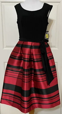 NUEVO CON ETIQUETAS R & M Richards talla 8P rojo negro sin mangas ajuste y acampanado vestido de fiesta para mujer Foto 1 de 4