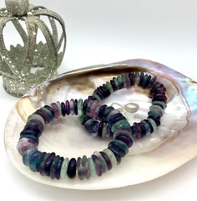 Regenbogen Fluorid Armband Splitterarmband Edelstein-Armband Elastis. Heilstein - Bild 1 von 3