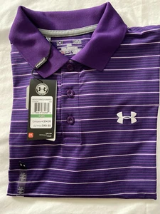 Neu mit Etikett Under Armour Golf Heat Gear lockere Passform SS Polo gestreiftes Herrenhemd Größe - SM - Bild 1 von 5