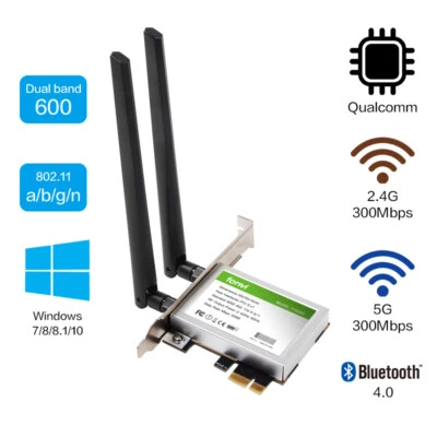 600Mbps PCIe WiFi Card 5G/2.4G Wireless Network Desktop WiFi Bluetooth Adapter - Image 1 of 4