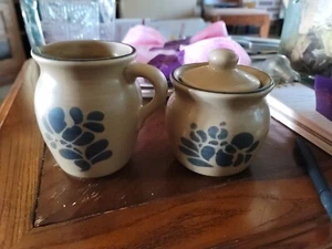 Pfaltzgraff Folk Art Creamer #024 and Sugar #022 - Castle Mark Backstamp - Picture 1 of 6