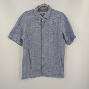 Tommy Bahama Shirt Mens Large Blue 100% Linen Short Sleeve Button Up - Picture 1 of 11