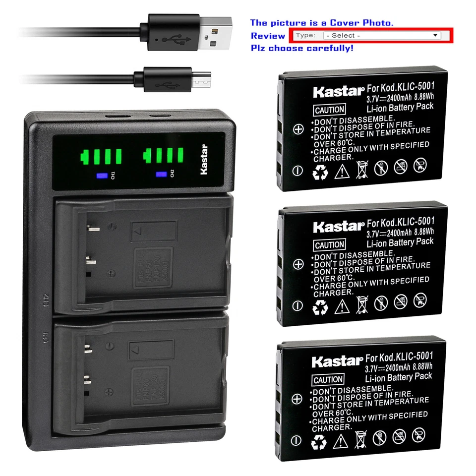 Cargador USB Kastar Battery LTD2 para cámara Sanyo DB-L50 y Sanyo Xacti VPC-HD1010 Foto 1 de 4