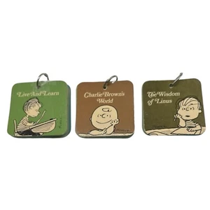 Vintage Peanuts~Hallmark 1970~Set Of 3 Small Ring Booklets~Charlie Brown~Linus - Picture 1 of 11