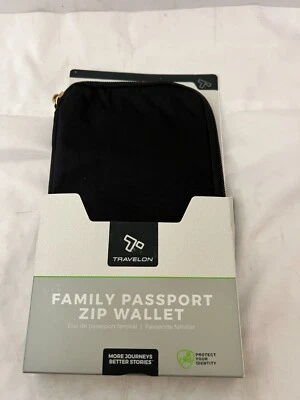 New Travelon RFID Blocking Family Passport Zip Wallet Black ONE SIZE - Image 1 of 4