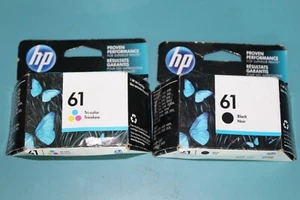 HP 61 TRI-COLOR + BLACK COMBO EXP 2016 INK CARTRIDGE GENUINE sealed FREE SHIP - Picture 1 of 2