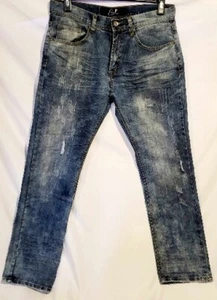Earl Jeans Mens 34x32 Denim Button Fly Distressed - Picture 1 of 9