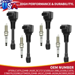 4 Ignition Coil + 4 Spark Plug for 07-18 Nissan Altima L4 2.5L 22448-ED000 UF549 - Foto 1 di 9