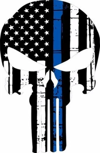 Skull Punisher Thin Blue line Police USA B&W Police Respect 4" x 6" US Banner... - Bild 1 von 2