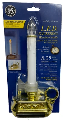 Светодиодная мерцающая оконная свеча GE праздничная классика | на батарейках с таймером НОВАЯ - Изображение 1 из 3
