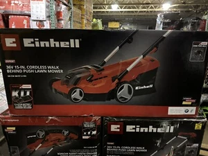 Einhell GE-CM 36 Volt Cordless 15 Inch Walk Behind Push Lawn Mower Kit - Picture 1 of 5