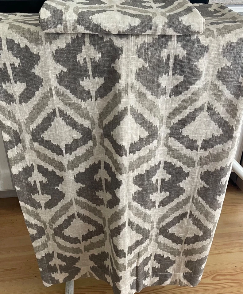 West Elm Beige Pattern Linen/Cotton  48x84"  Unlined Curtain ONE Panels - Image 1 of 4