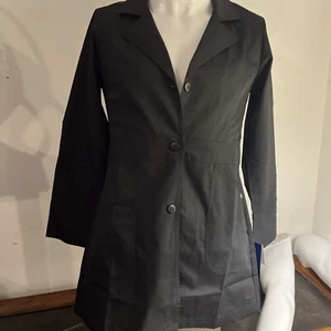 Adar Scrub jacket black labcoat button up NWT XS MODERN WOMENS CLASSIC FIT - Picture 1 of 3