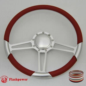 15.5" Polished Billet Steering Wheel Red Half Wrap Firebird Chevy - Foto 1 di 9