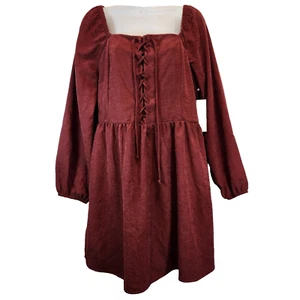 Kirious Damen Kleid braun Wildleder eckiger Ausschnitt Puffärmel Gr. L viktorianisch Steampunk - Bild 1 von 7