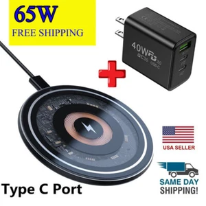 Wireless Fast Charger Charging Pad Dock for Samsung iPhone Android Cell Phone - Picture 1 of 18