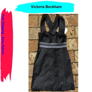 $560 Victoria Beckham Raw Denim Indigo Dress, Size US 10, UK 14 - Picture 1 of 1