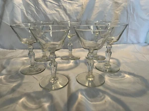 Qty 7 Vintage Champagne Couple Goblets Glasses 5-1/2" High Fancy Stem - Picture 1 of 4
