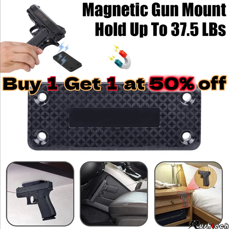 Gun Magnet Mount Magnetic Holder Holster Concealed Pistol for Car Bed Under Desk - Image 1 of 4