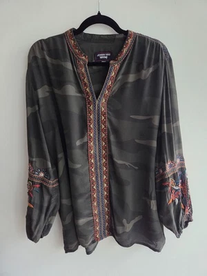 Johnny Was-WORKSHOP 100% 真丝罩衫 尺寸 M — 第 1/4 张图片