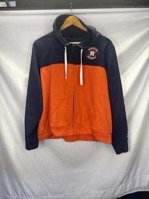 Moletom com capuz Fanatic zíper completo 2XL Houston Astros azul/laranja logotipo patch - Imagem 1 de 4