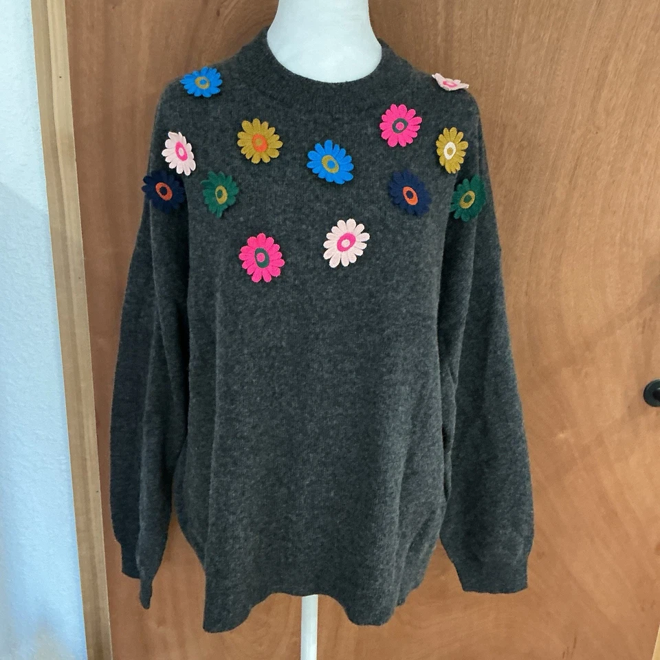 Suéter Boden Bordado Crochet Floral Apliques Cottagecore Talla 16/18 Foto 1 de 4