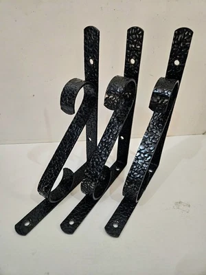 Lote de 3 soportes de estante martillados negros de 7 3/4" x 5 3/8" herrajes para el hogar Foto 1 de 4