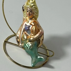 Beautiful Sparkly Blown Glass Mercury Glass Mermaid Ornament - Picture 1 of 6