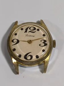 Orologio da polso vintage Lucerna grandi numeri meccanico Swiss Made pezzi rari/riparazione - Foto 1 di 13