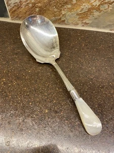 Vintage Servierlöffel "Sterling" Kragen versilbert Perlenstil Griff 8" - Bild 1 von 10