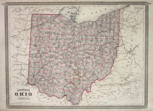 1864 Ohio United States Johnson vintage map Karte civil war antique engraving - Bild 1 von 1